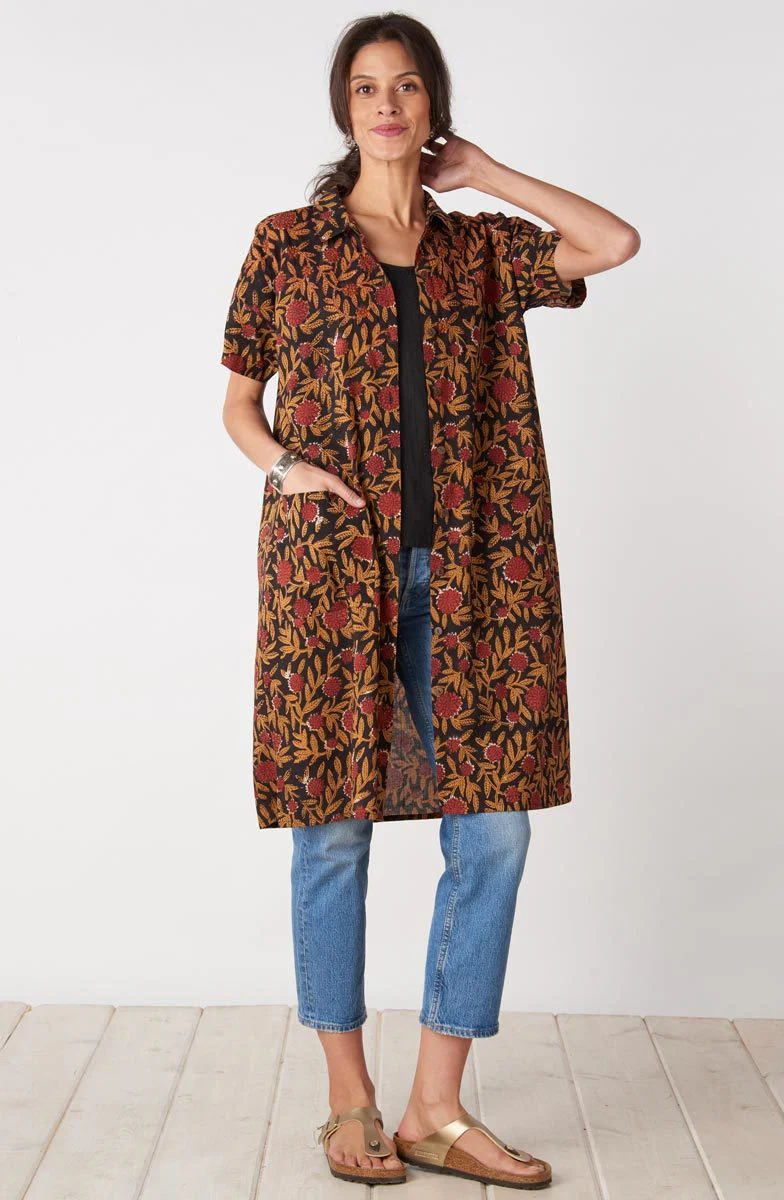 Shireen Block Print Shirt Dress - Black/Multi - Image 5