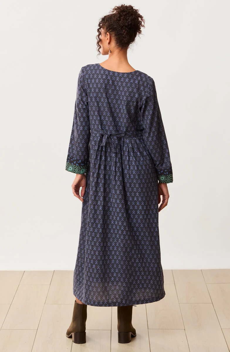 Shobhna Tie-Front Patchwork Yoke Maxi Dress - Wave blue/Multi - Image 5