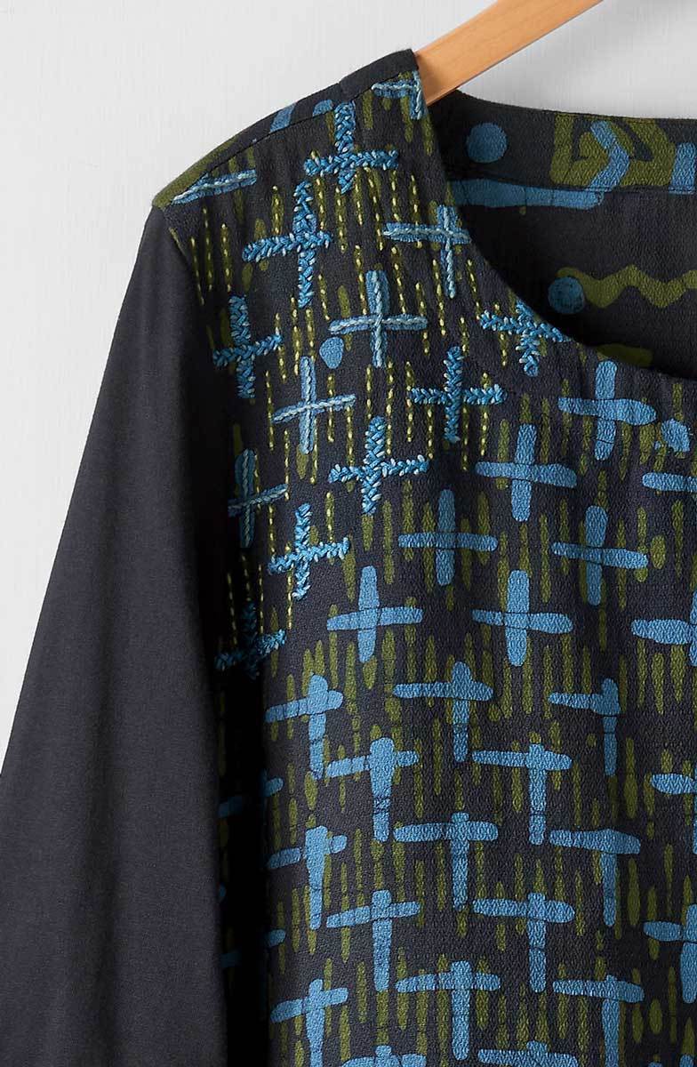 Shona Mix Media Long-Sleeve Top - Charcoal/Multi - Image 3