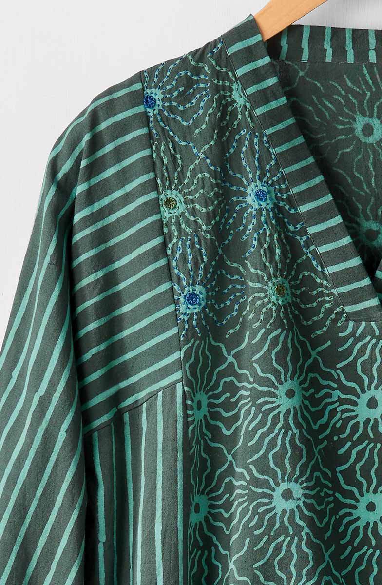 Short Sanika Long-Sleeve V-Neck Kurta - Dusty teal - Image 3