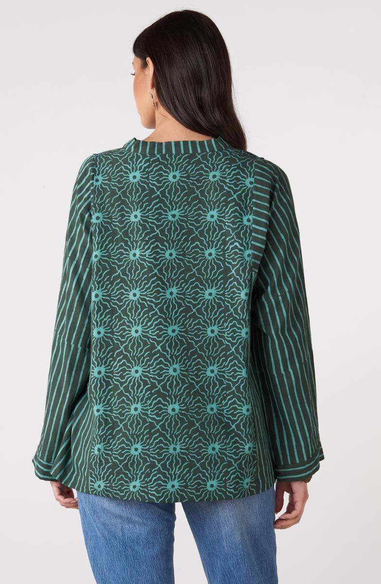 Short Sanika Long-Sleeve V-Neck Kurta - Dusty teal - Image 4