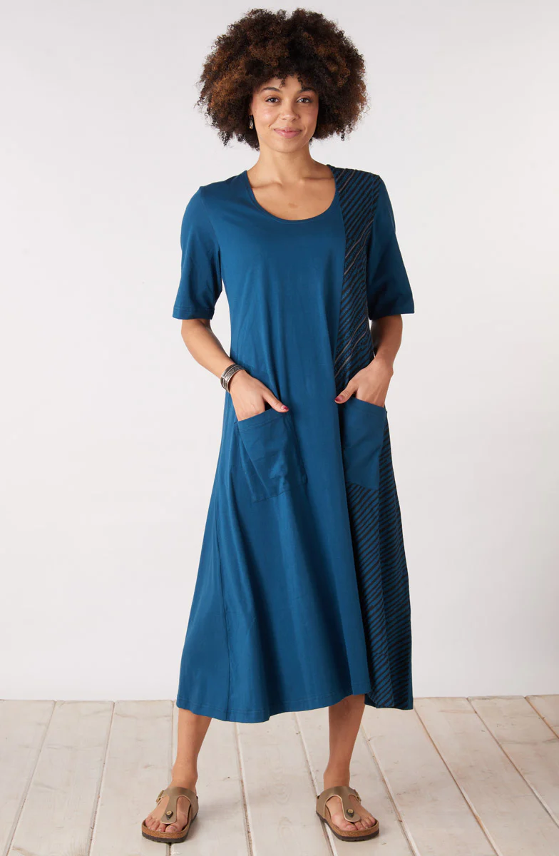 Short-Sleeve Supriya Jersey A-line Midi Dress - Ink