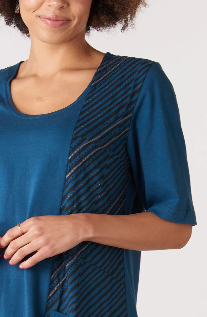 Short-Sleeve Supriya Jersey A-line Midi Dress - Ink - Image 2