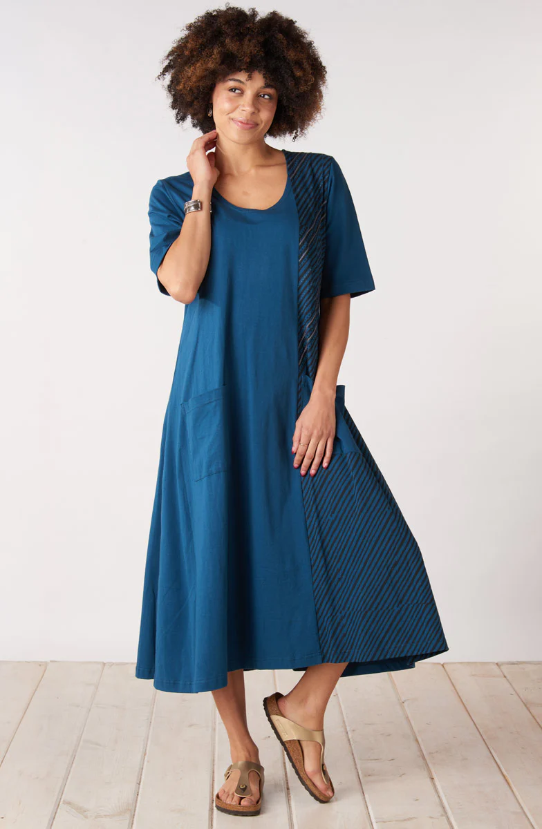 Short-Sleeve Supriya Jersey A-line Midi Dress - Ink - Image 3