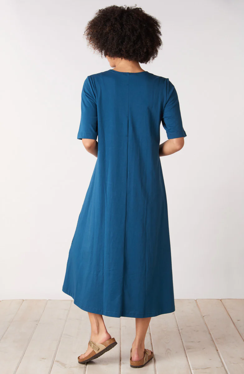 Short-Sleeve Supriya Jersey A-line Midi Dress - Ink - Image 4