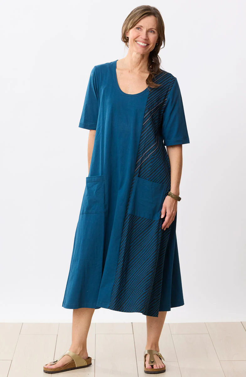 Short-Sleeve Supriya Jersey A-line Midi Dress - Ink - Image 5