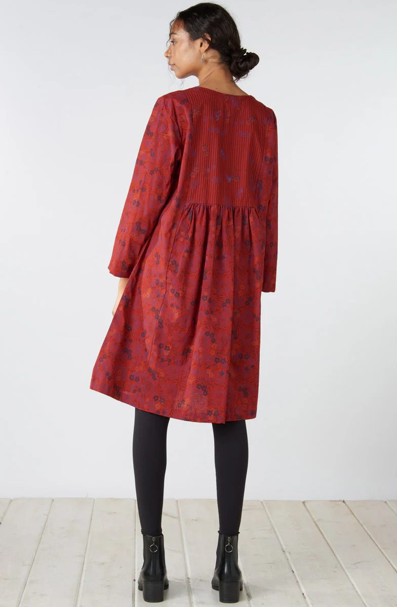 Short Vasanti Organic Cotton Dress - Sunset red/Multi - Image 5