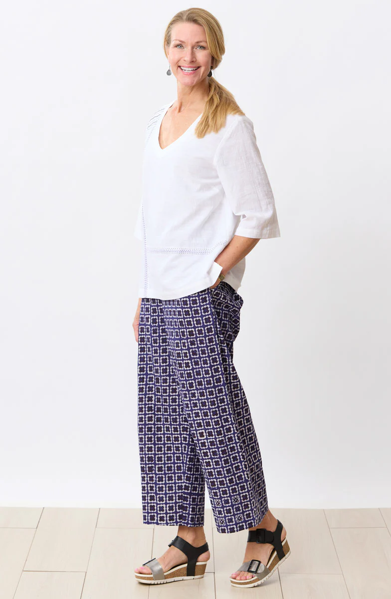 Shubha Flat-Front Pull-On Pant - Dark celestial/White - Image 5