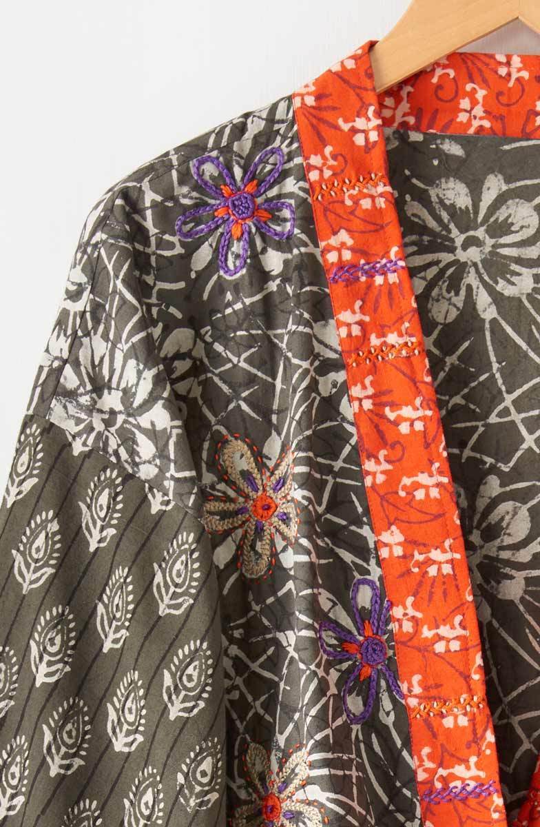 Sikkim Unstructured Boxy Jacket - Fossil/Multi - Image 3