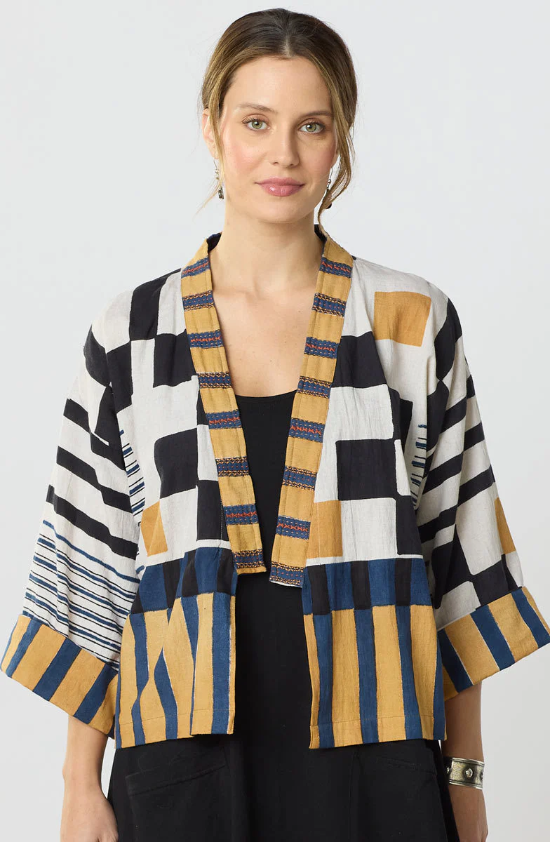 Sikkim Unstructured Boxy Jacket - Natural/Multi - Image 4