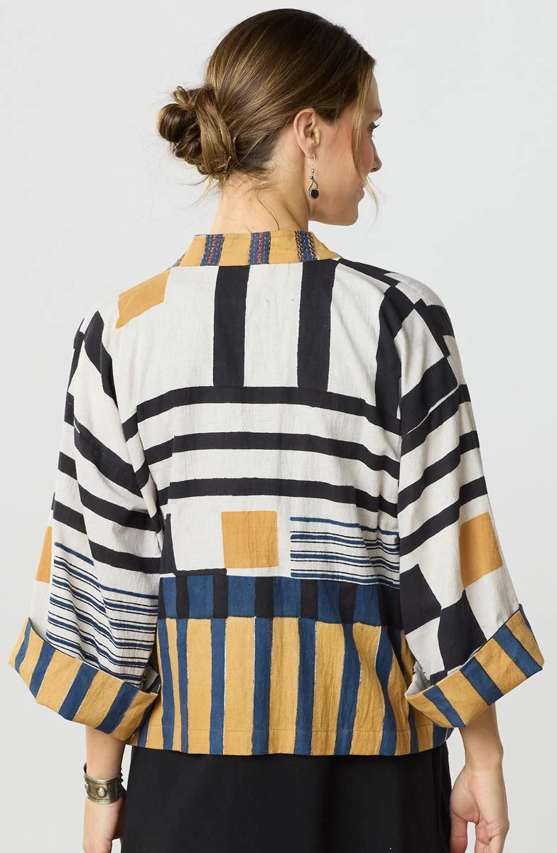 Sikkim Unstructured Boxy Jacket - Natural/Multi - Image 5