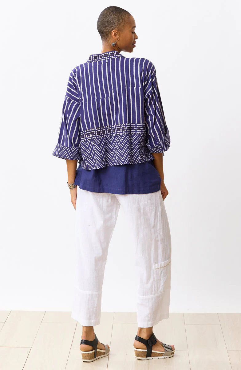 Sikkim Unstructured Boxy Jacket - Dark celestial/White - Image 5