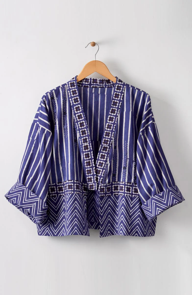 Sikkim Unstructured Boxy Jacket - Dark celestial/White - Image 6