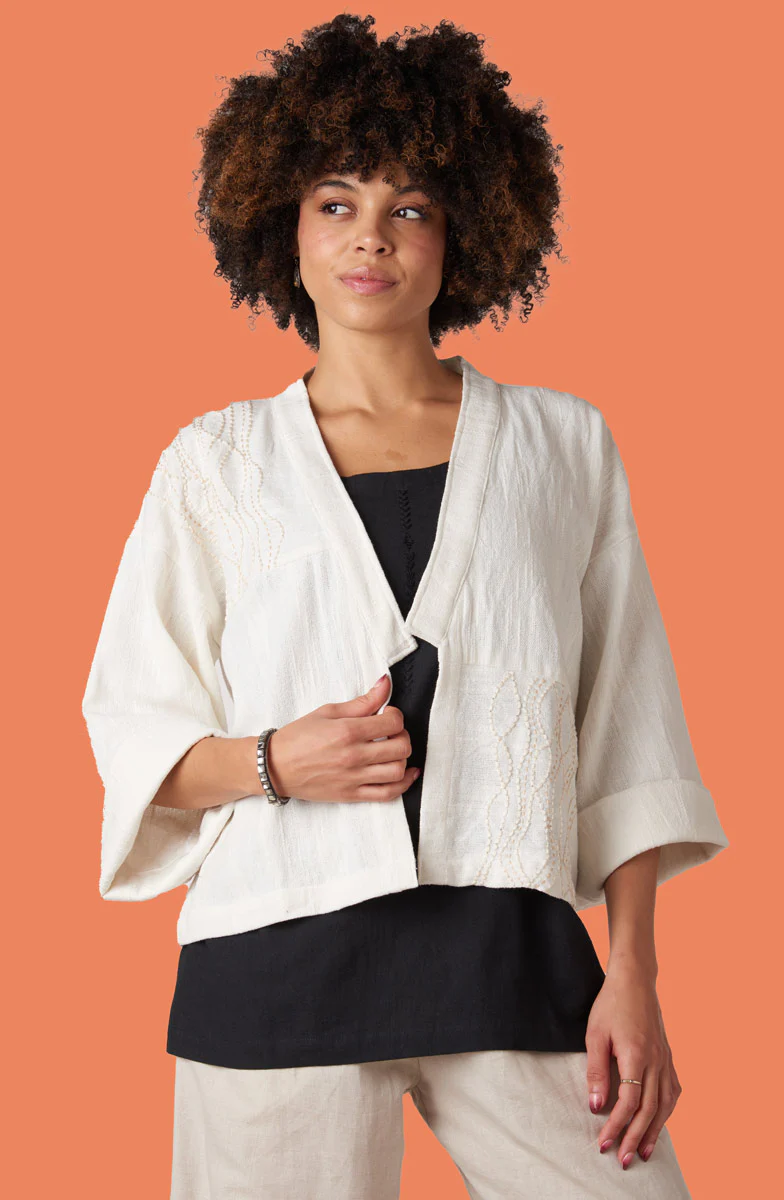 Sikkim Unstructured Boxy Jacket - Soft white