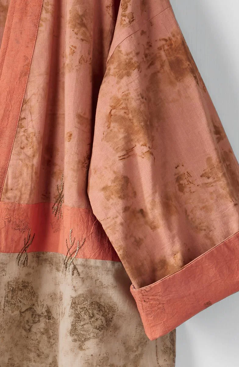 Sikkim Eco-Print Organic Cotton Unstructured Boxy Jacket - Madder root - Image 3