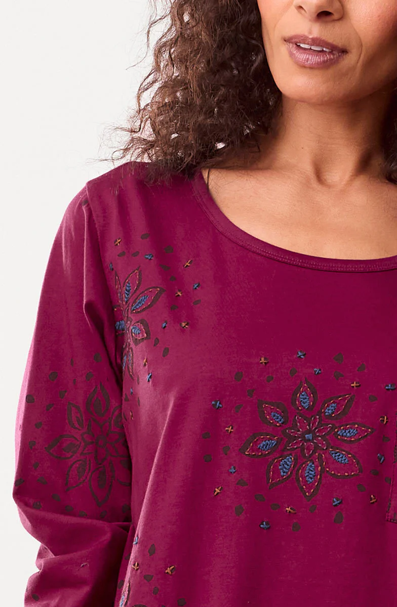 Simran Organic Cotton Jersey Tunic Dress - Black cherry/Ebony - Image 3