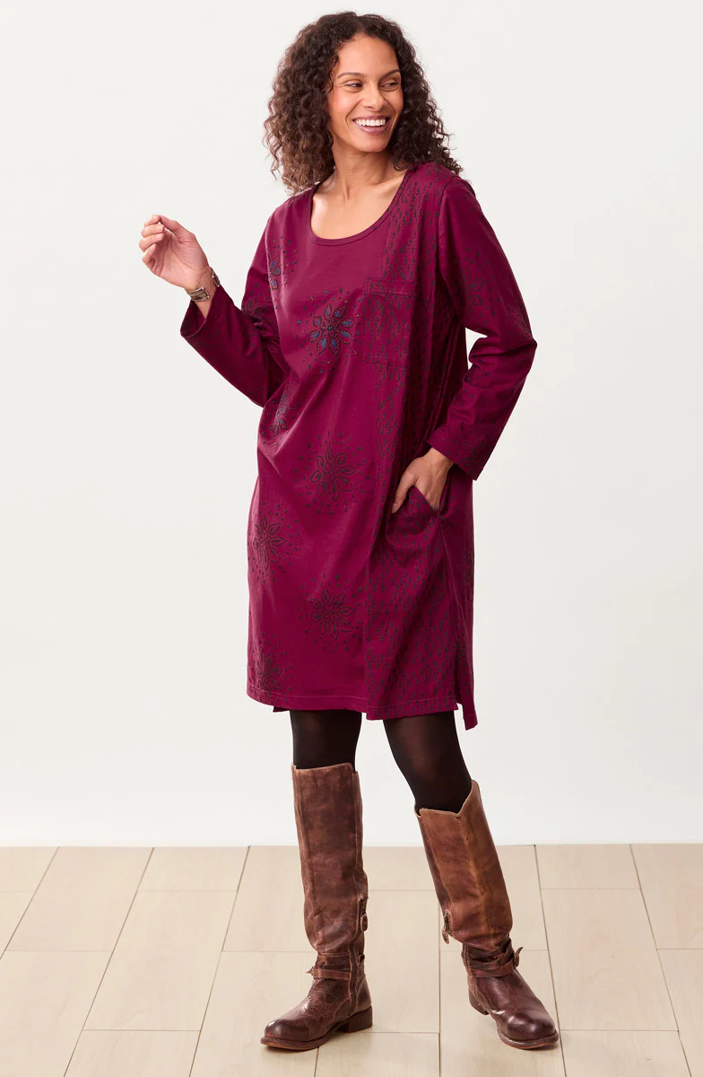 Simran Organic Cotton Jersey Tunic Dress - Black cherry/Ebony - Image 4