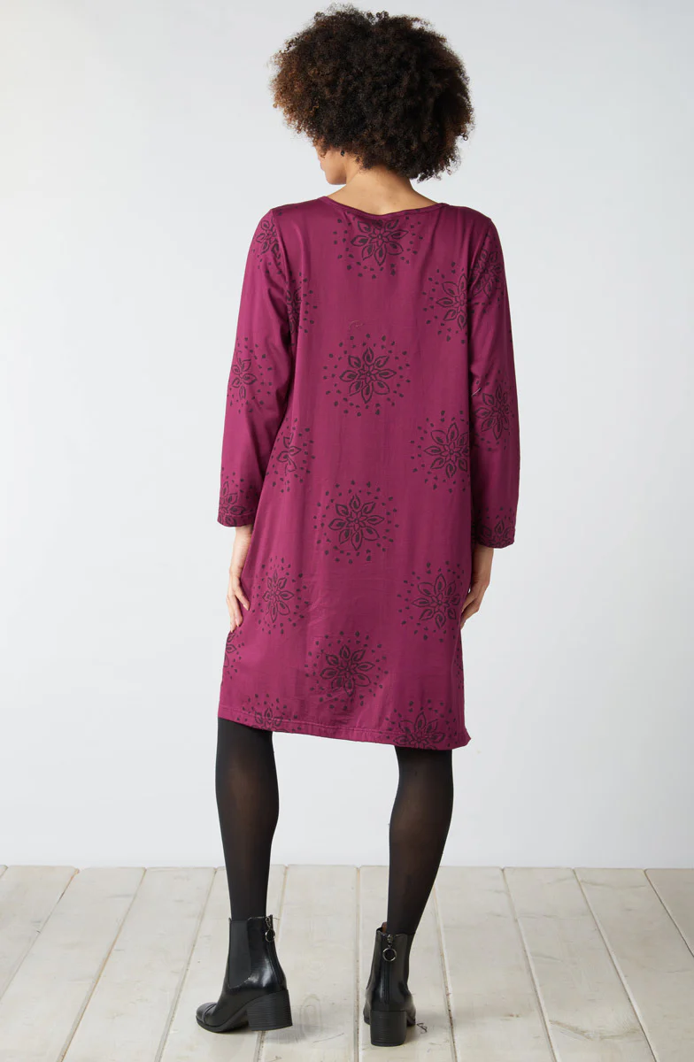 Simran Organic Cotton Jersey Tunic Dress - Black cherry/Ebony - Image 6