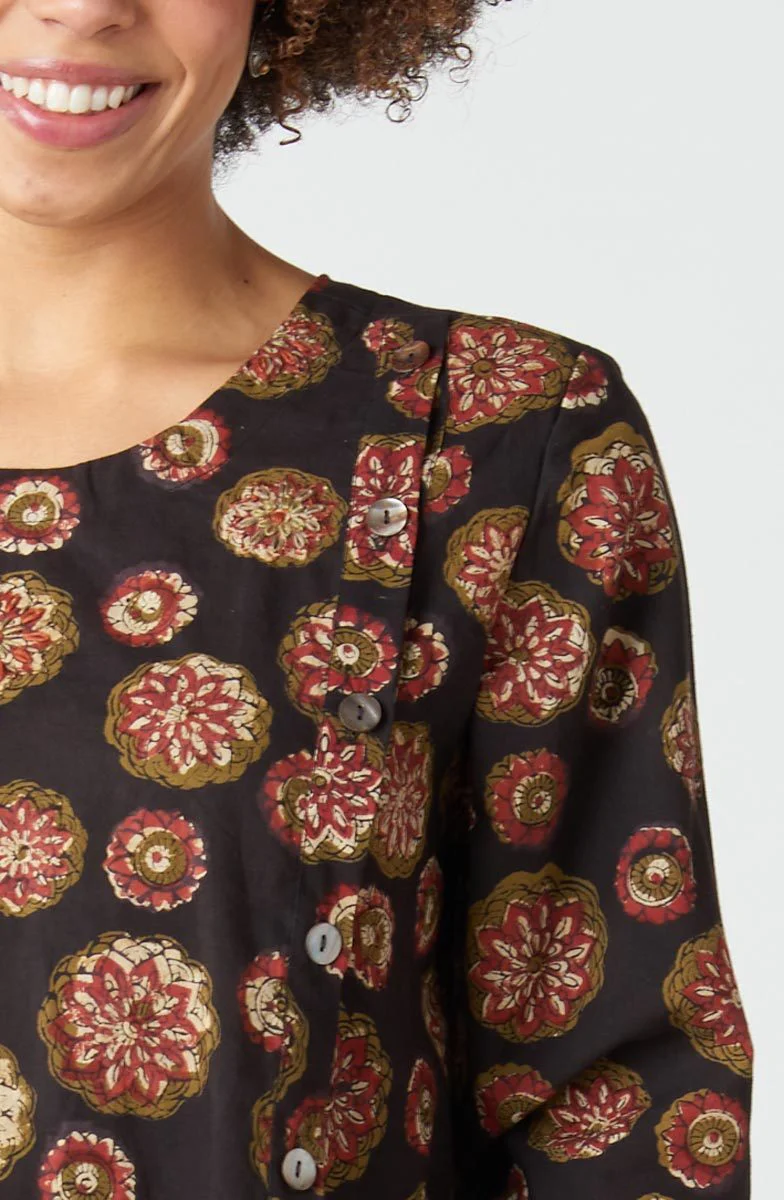 Smitali Scoop-Neck Swing Tunic - Black/Multi - Image 3