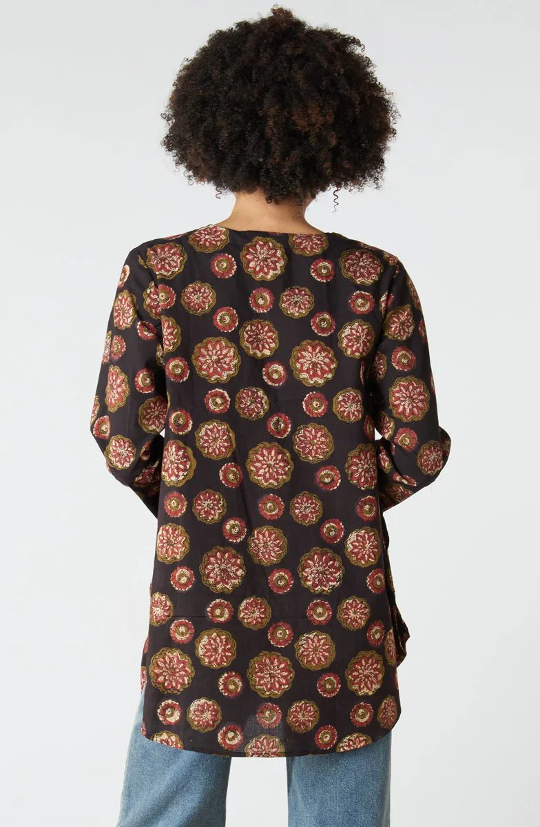 Smitali Scoop-Neck Swing Tunic - Black/Multi - Image 4