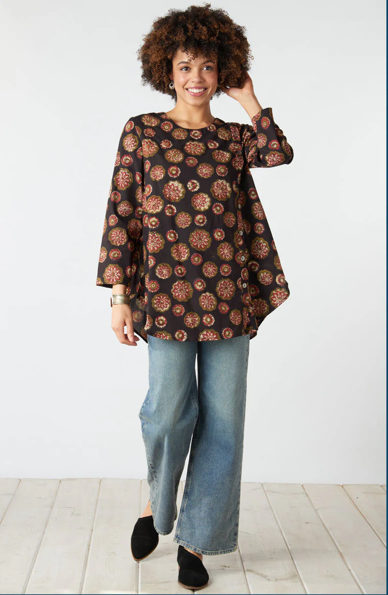 Smitali Scoop-Neck Swing Tunic - Black/Multi - Image 5