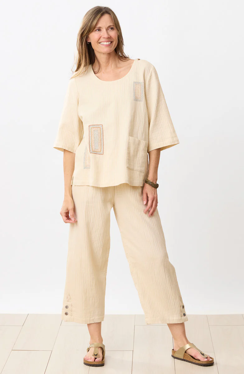 Sohan Dobby Gauze Back-Button Top - Image 14
