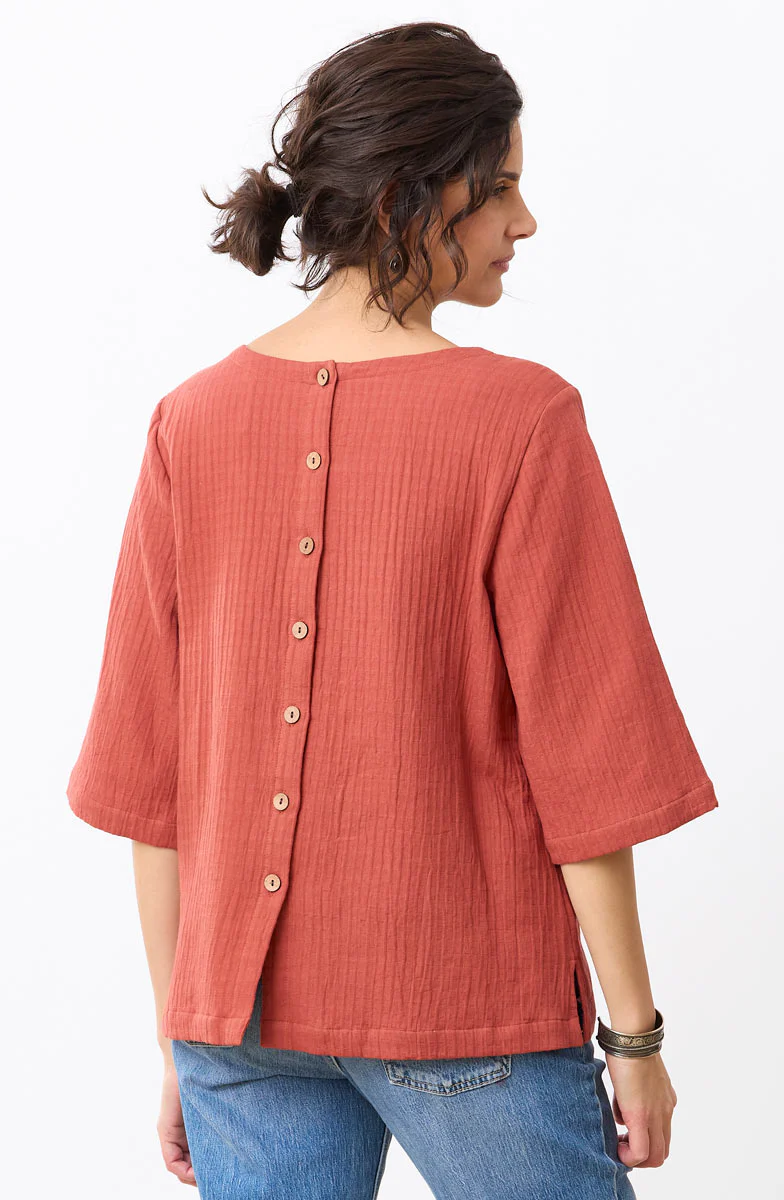 Sohan Dobby Gauze Back-Button Top - Image 2