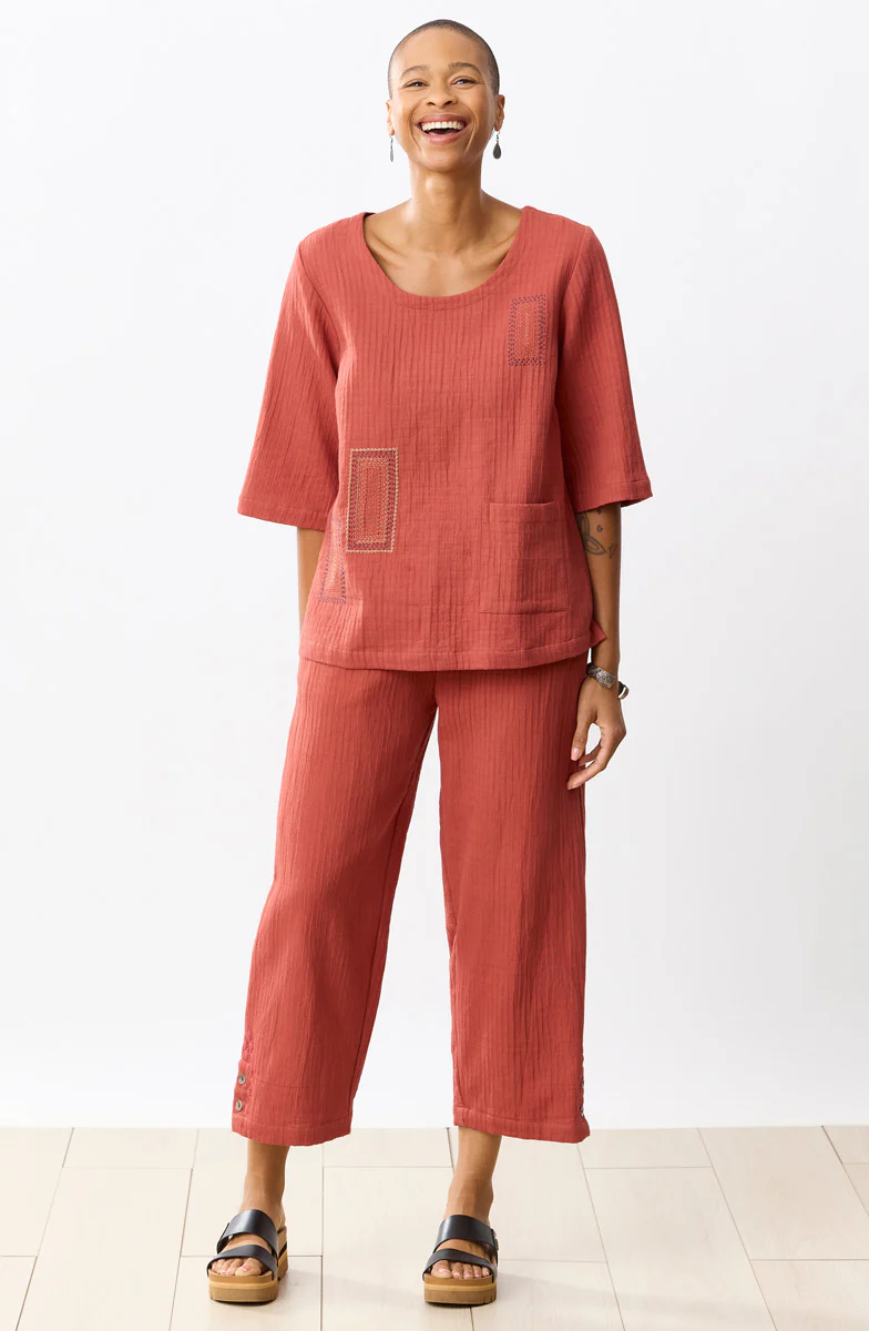 Sohan Dobby Gauze Back-Button Top - Image 5