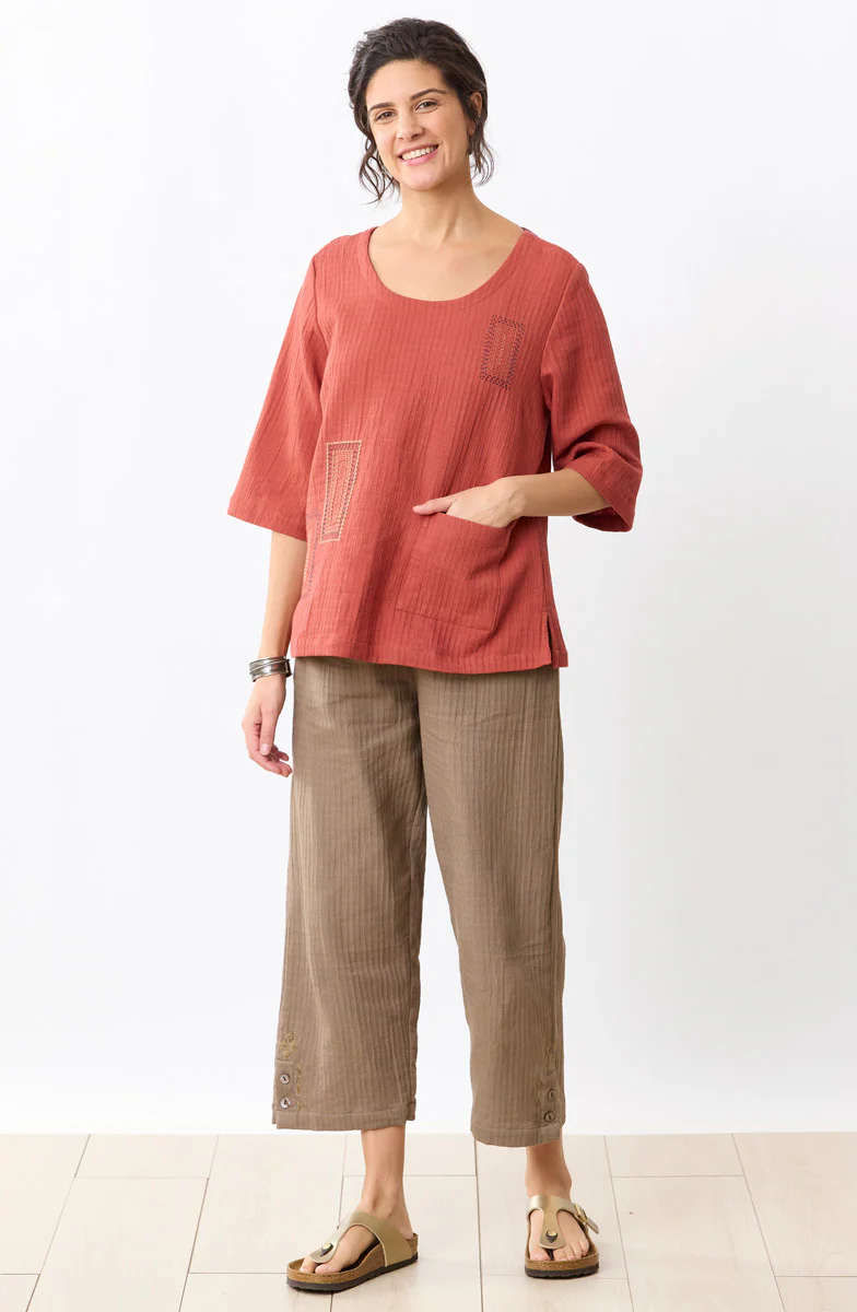 Sohan Dobby Gauze Back-Button Top - Image 6