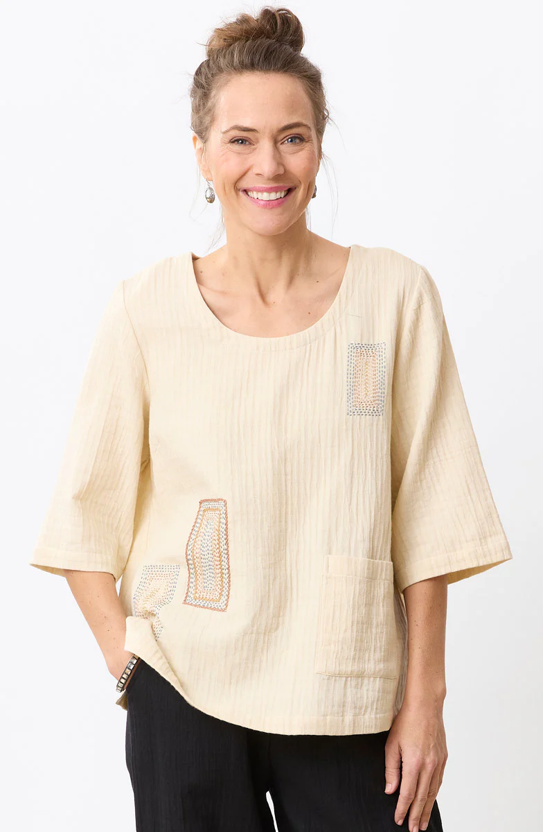 Sohan Dobby Gauze Back-Button Top - Image 9