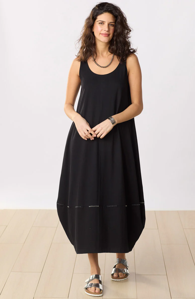 Sonam Cotton Jersey Lantern-Hem Tank Dress - Black - Image 4