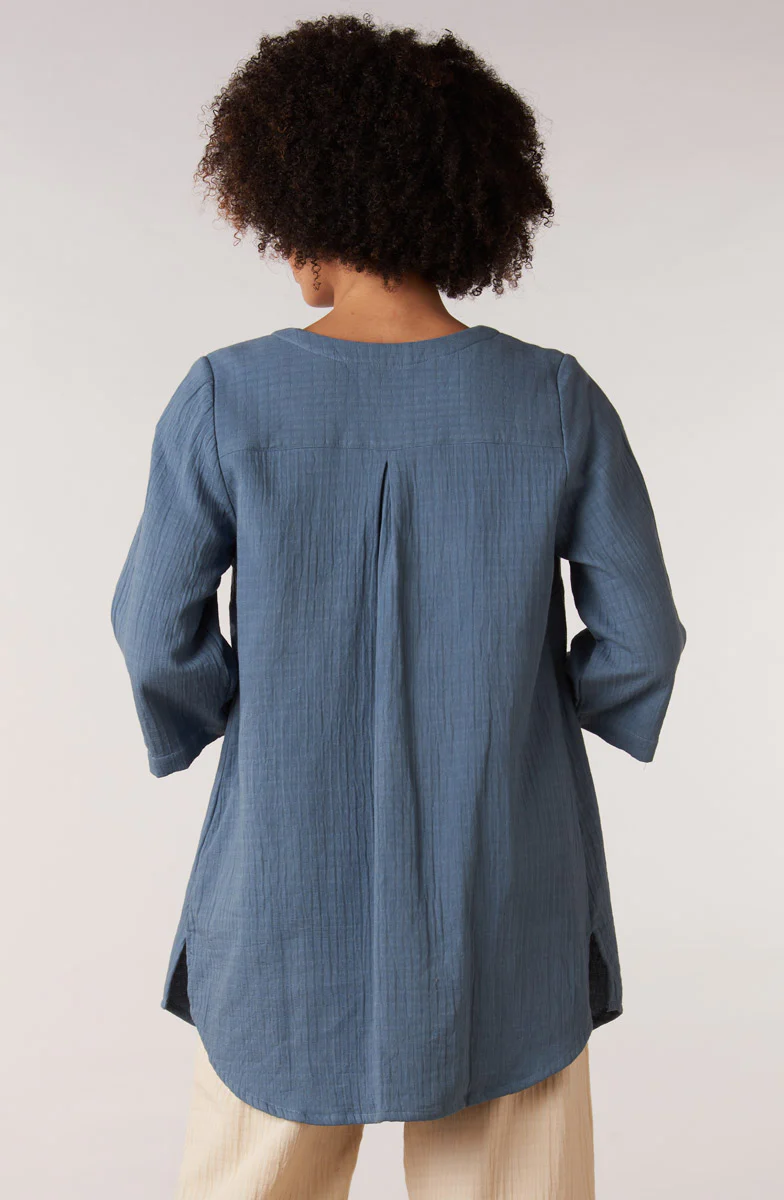 Soniya Dobby Gauze Soft Dressing Jacket - Harbor blue - Image 4