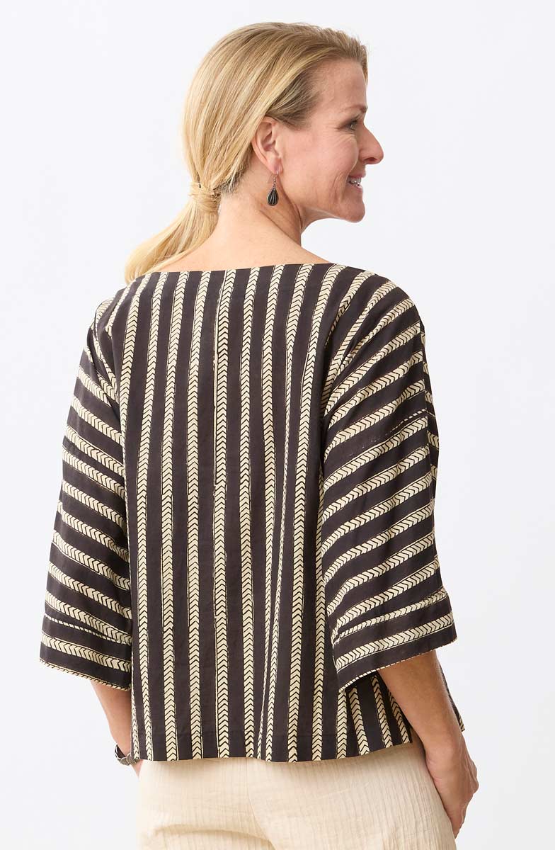 Sujaya Drop-Shoulder Boxy Top - Black/Natural - Image 5