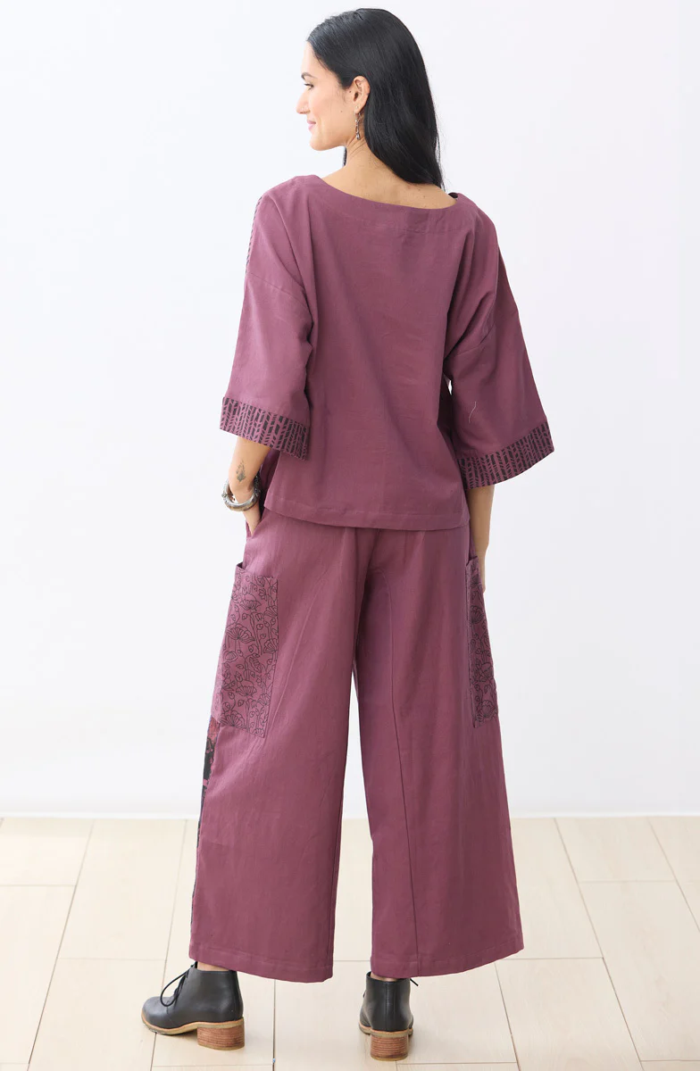 Suniti Cotton Twill Wide-Leg Pant - Sedona plum/Chindi - Image 5