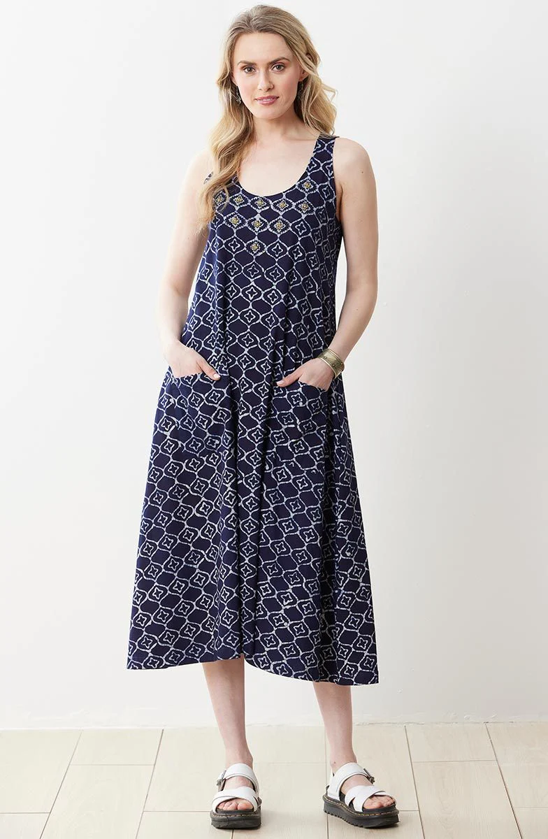 Supriya Jersey A-line Midi Tank Dress - Navy - Image 4