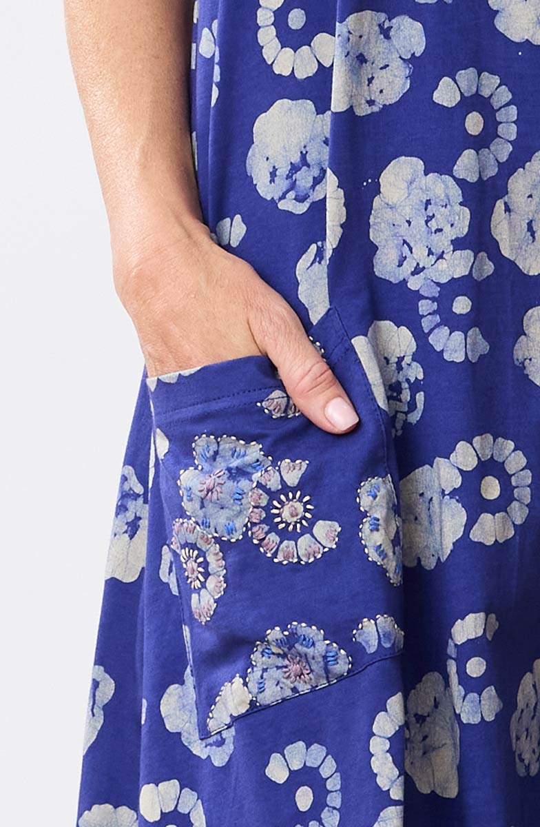 Supriya Jersey A-line Midi Tank Dress - Cobalt/Multi - Image 2