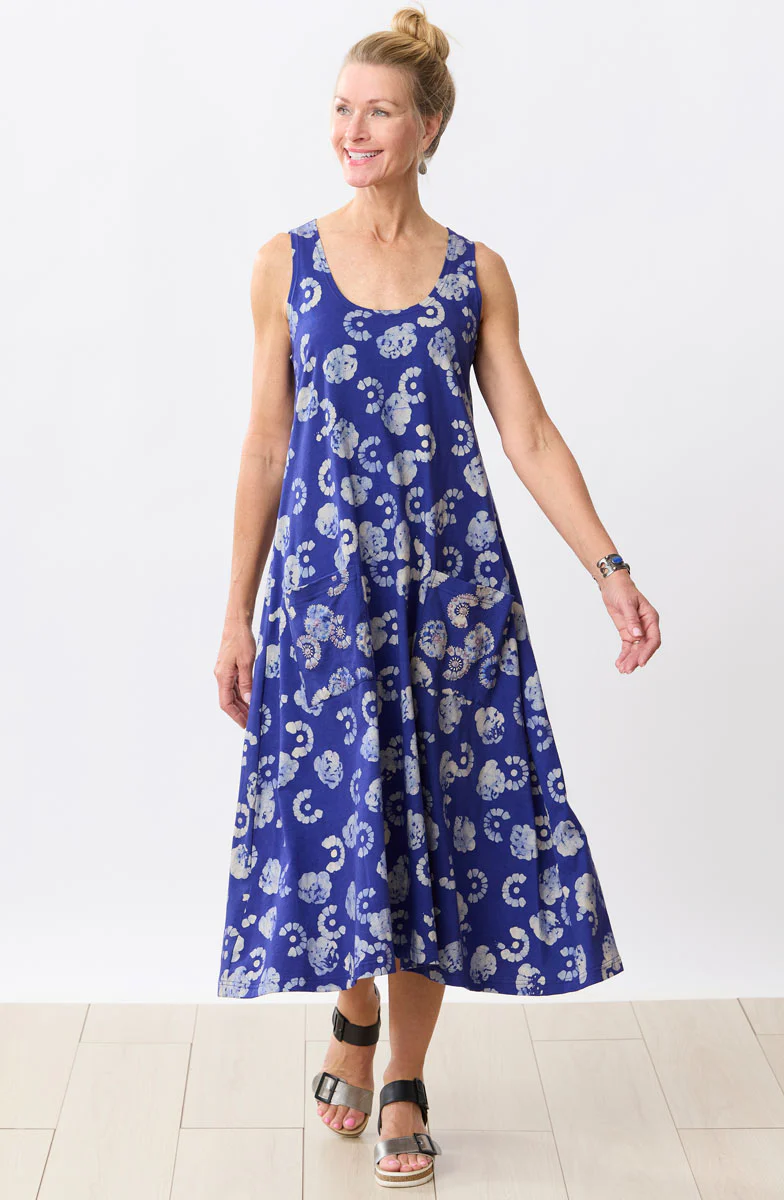 Supriya Jersey A-line Midi Tank Dress - Cobalt/Multi - Image 3