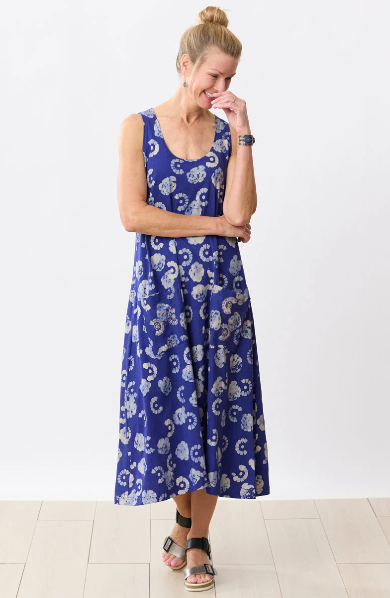 Supriya Jersey A-line Midi Tank Dress - Cobalt/Multi - Image 4