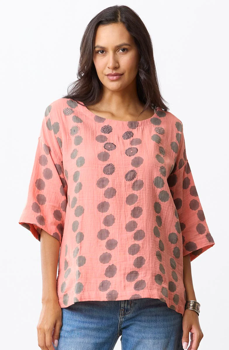 Tikona Double Gauze Popover Top - Grapefruit - Image 3