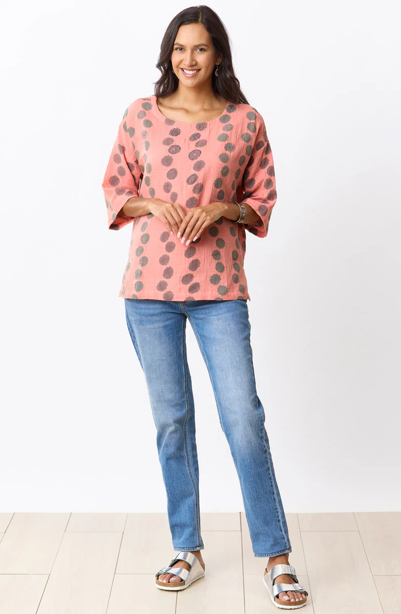 Tikona Double Gauze Popover Top - Grapefruit - Image 5