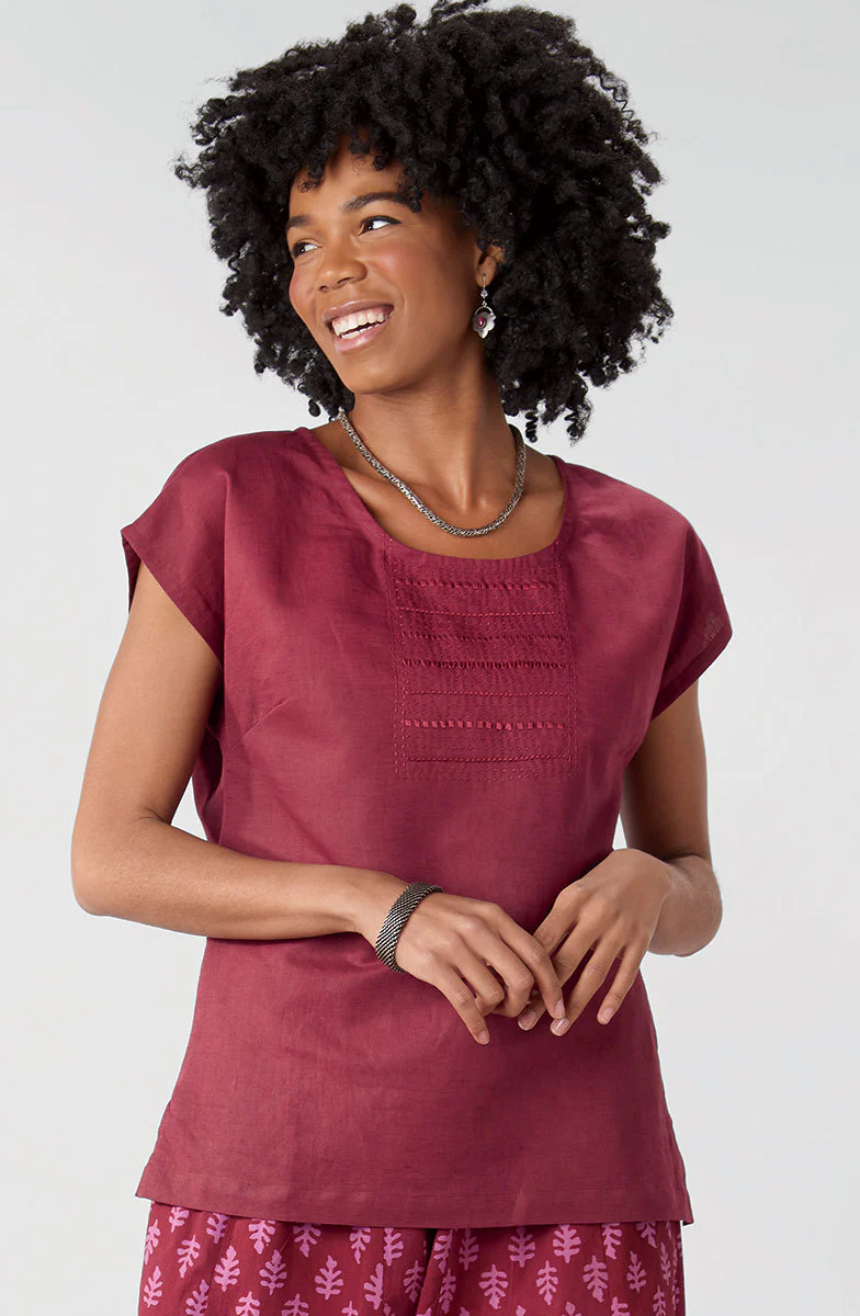 Tivisha Linen/Cotton Cap Sleeve Top - Image 17