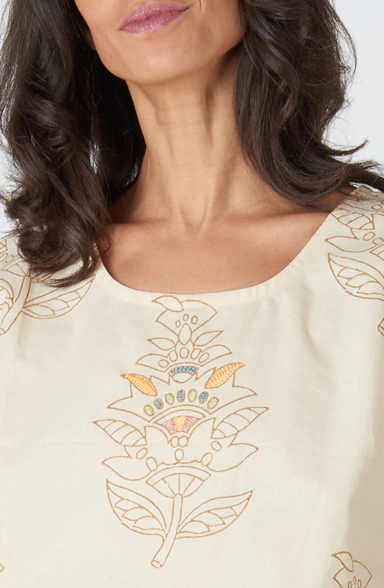 Tivisha Organic Cotton Cap Sleeve Top - Warm white - Image 3