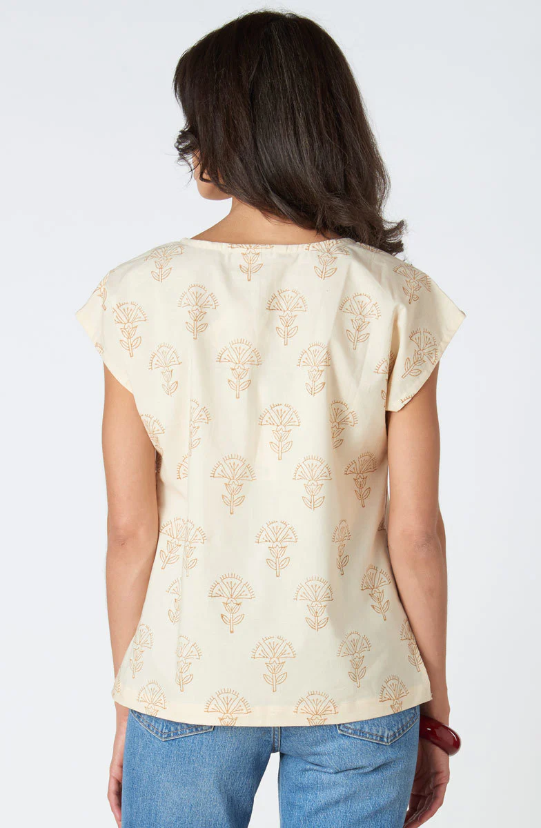 Tivisha Organic Cotton Cap Sleeve Top - Warm white - Image 4