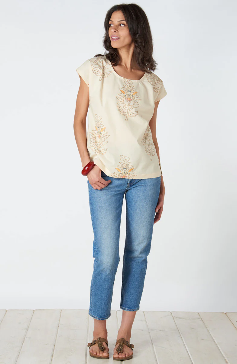 Tivisha Organic Cotton Cap Sleeve Top - Warm white - Image 5