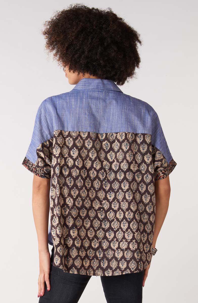 Trichy Deadstock Oversized Shirt - Chambray/Multi - Image 3
