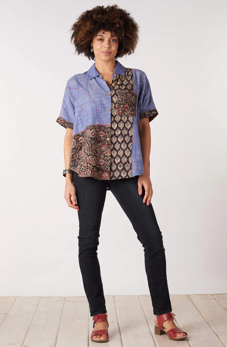 Trichy Deadstock Oversized Shirt - Chambray/Multi - Image 4