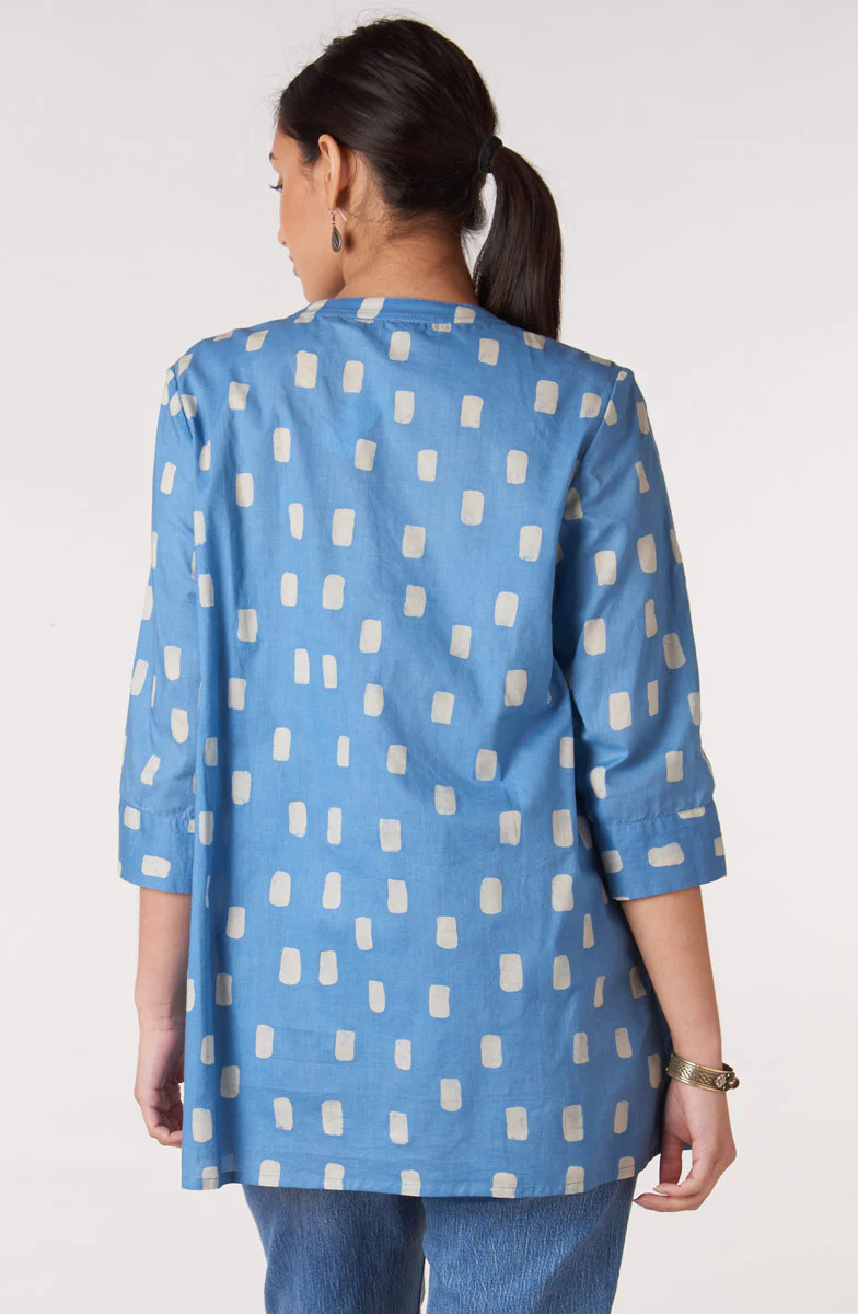Vaishali Pleated Button-Down Tunic - Calm blue - Image 4