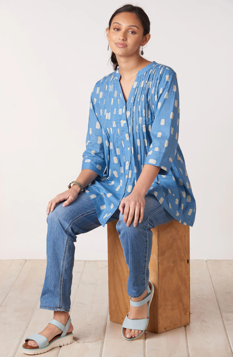Vaishali Pleated Button-Down Tunic - Calm blue - Image 5