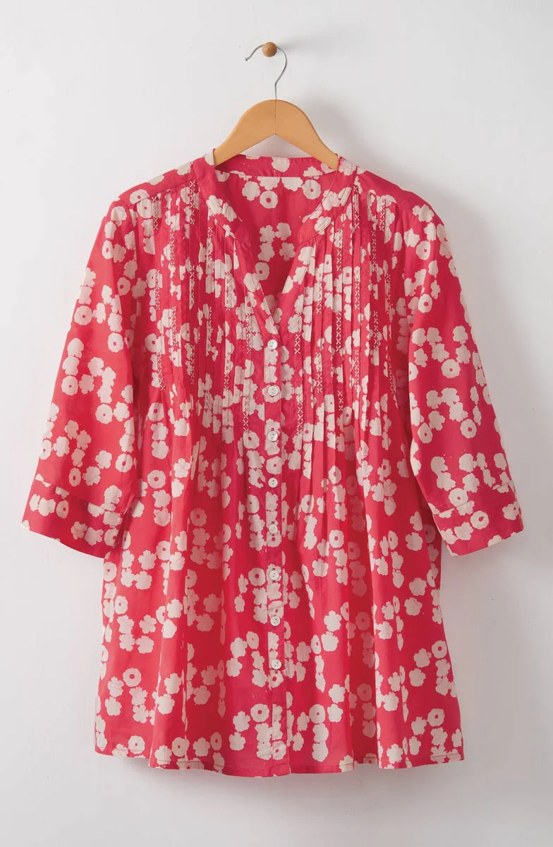 Vaishali Pleated Button-Down Tunic - Punch - Image 3