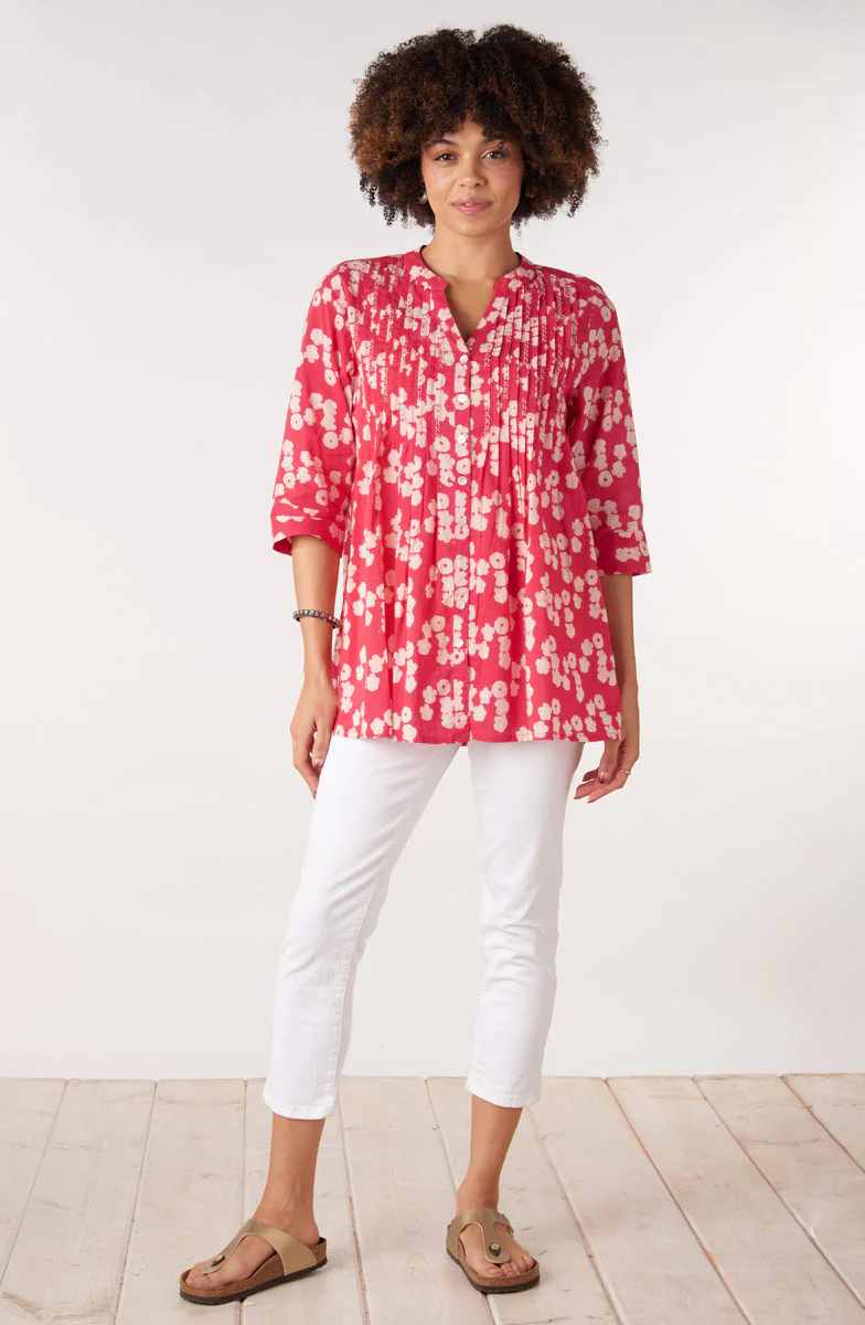 Vaishali Pleated Button-Down Tunic - Punch - Image 5